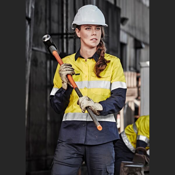 SYZMIK Womens Rugged Cooling Taped Hi Vis Spliced Shirt Thumbnail